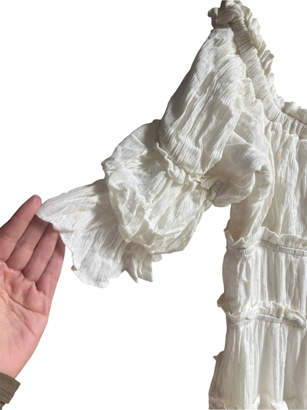 Romantic Off-Shoulder Ruffle Dress wedding modest - Picture 3 of 4